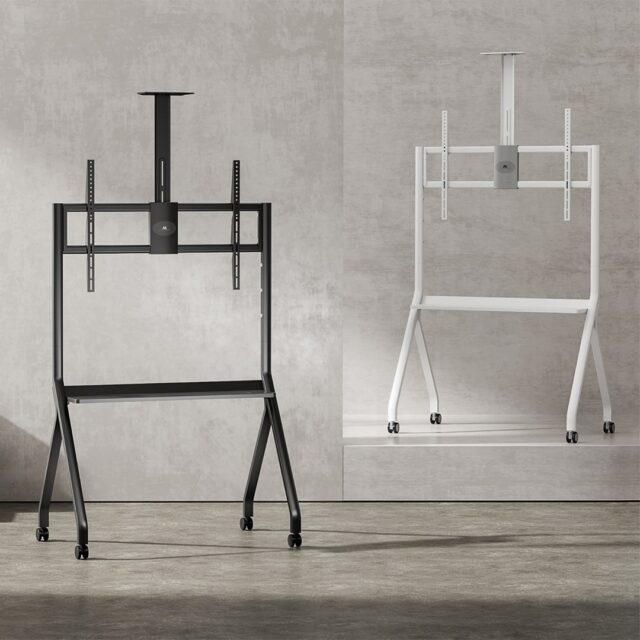 Maclean TV stand / cart  camera shelf  on casters  55-100   max load 120kg/10kg shelf  max. VESA 900x600  white  MC-114 W - imagine 11