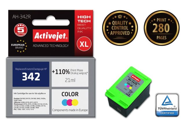 Activejet AH-342R Ink (replacement for HP 342 C9361EE; Premium; 21 ml; color) - imagine 2