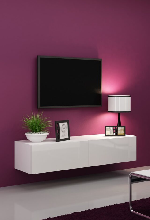 Cama TV stand VIGO 140 30/140/40 white/white gloss - imagine 2