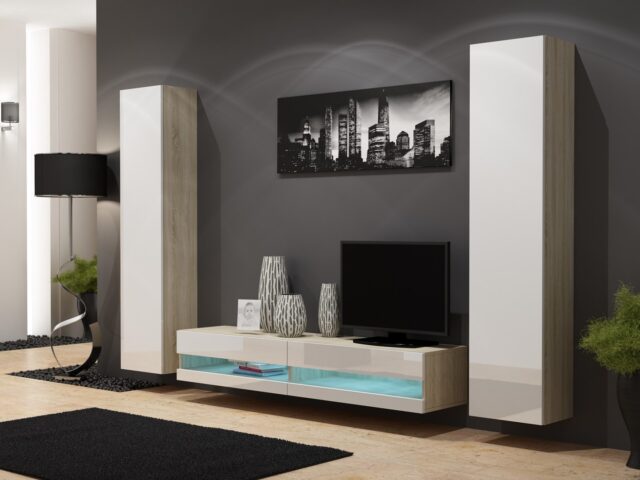 Cama TV stand VIGO NEW 30/180/40 sonoma/white gloss - imagine 3