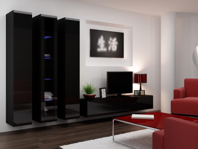 Cama TV Stand VIGO '180' 30/180/40 black/black gloss - imagine 2