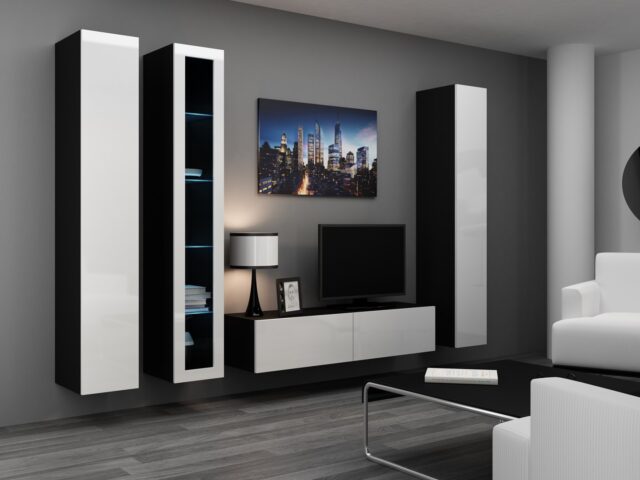 Cama TV stand VIGO 140 30/140/40 black/white gloss - imagine 14