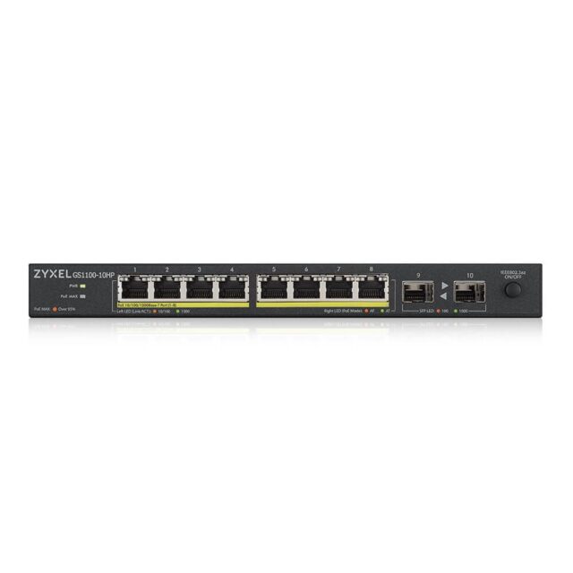 Zyxel GS1100-10HP v2 Unmanaged Gigabit Ethernet (10/100/1000) Power over Ethernet (PoE) Black - imagine 3