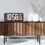 Large Digital Clock Wall Mount Free Standing with Temperature Sensor 37x17cm LCD Display Power Adapter & Battery Operated - imagine 12