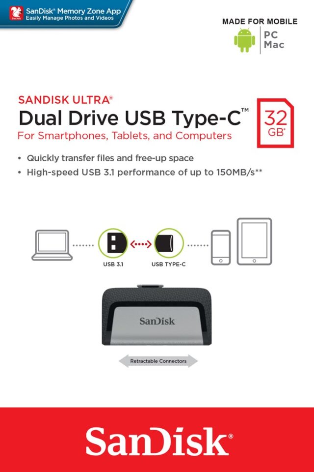 Sandisk Ultra Dual Drive USB Type-C USB flash drive 32 GB USB Type-A / USB Type-C 3.2 Gen 1 (3.1 Gen 1) Black Silver - imagine 10