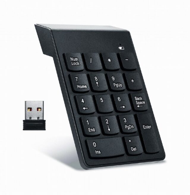 Gembird KPD-W-02 numeric keypad Notebook/PC Bluetooth Black - imagine 3