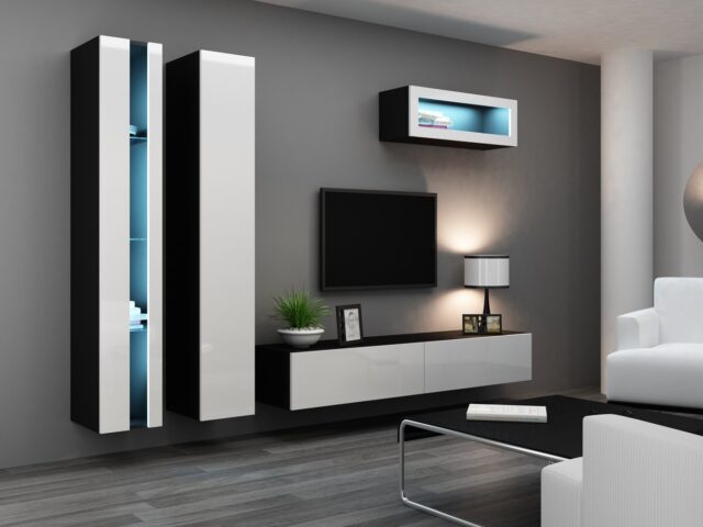 Cama Shelf unit VIGO NEW 180/40/30 black/white gloss - imagine 6
