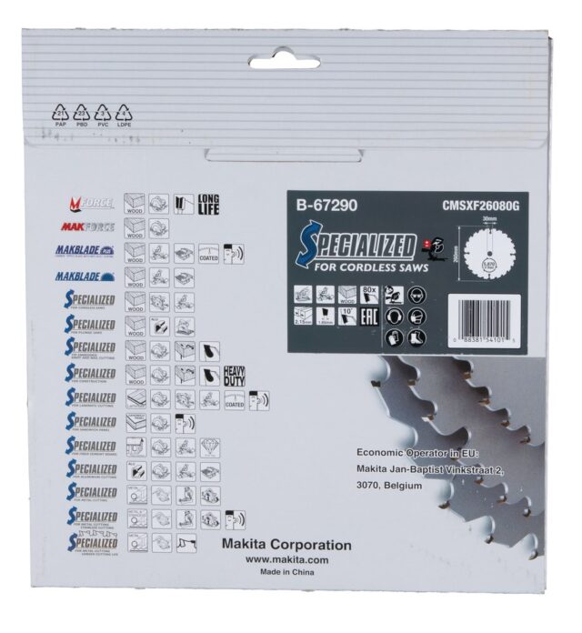 T.C.T. saw blade 260X2.15X30mm 10° T80 EFFICUT - imagine 2