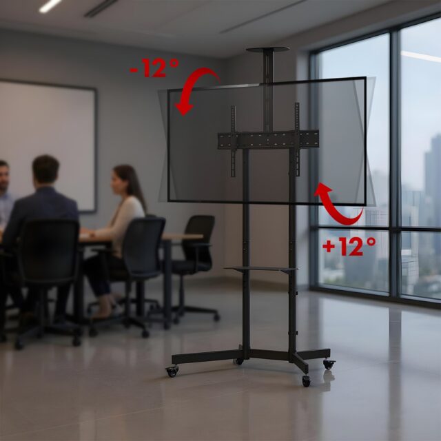 Maclean TV stand / cart  camera shelf  on wheels  37-70   max load 45kg/5kg shelf  max. VESA 600x400  MC-113 B - imagine 13