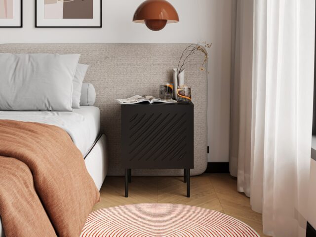 Bedside table 2 pcs. SIENA 44.5x40x59 black matt - imagine 3