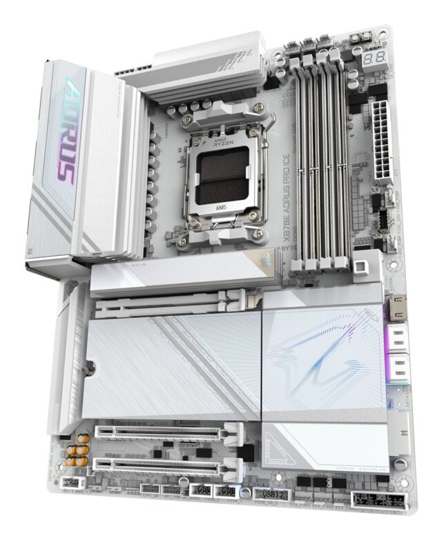 GIGABYTE X870E AORUS PRO ICE Motherboard - Supports AMD Ryzen 9000 CPUs  16+2+2 Phases Digital VRM  up to 8000MHz DDR5 (OC)  3xPCIe 5.0 + 1xPCIe 4.0  Wi-Fi 7  2.5GbE LAN  USB 4 - imagine 4