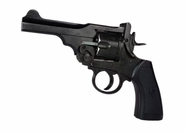 WEBLEY MKVI .455 Police cal.5.5 mm Diabolo cartridge revolver 6-shot. 4’ barrel CO2 Battlefield Ekp to17J - imagine 5