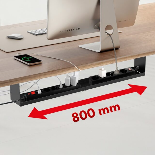 Maclean compact under-desk cable organizer  max load 5kg  black  MC-107 B - imagine 9