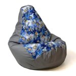 Sako sack pouffe pear print grey spaceships L 105 x 80 cm