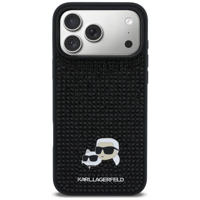 Case Karl Lagerfeld Rhinestones Karl&Choupette Pin for iPhone 17 Pro Max black - imagine 3