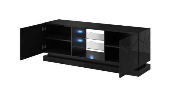 Cama TV cabinet QIU 160 MDF black gloss/black gloss - imagine 2
