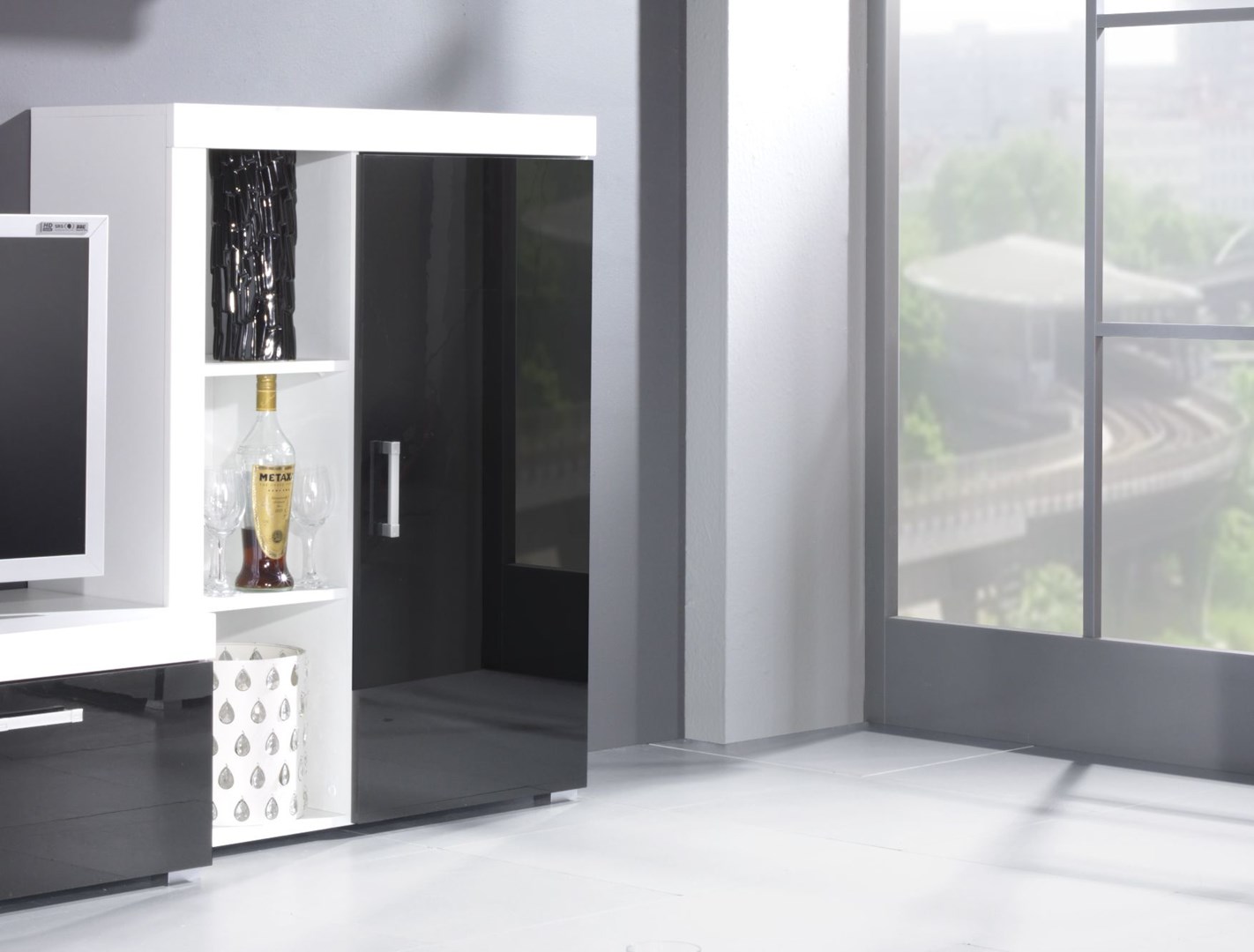 cps-d84fffdc4a95a083fcd5401d432764b1-2026-01-15-11-51-41 Cama bookcase SAMBA white/black gloss - imagine 1