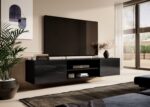 RTV cabinet SLIDE 200K 200x40x37 cm all in gloss black - imagine 3