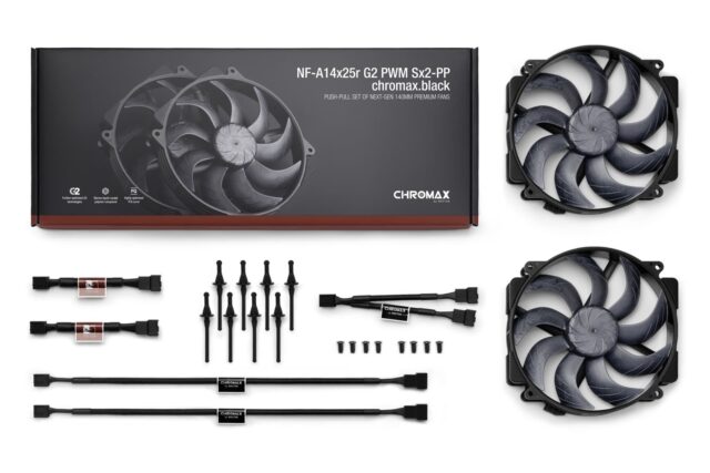 Wentylator NOCTUA 140mm NF-A14x25r G2 PWM Sx2 PP chromax black - imagine 3