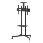 Manhattan TV & Monitor Mount  Trolley Stand  1 screen  Screen Sizes: 37-65   Black  VESA 200x200 to 600x400mm  Max 40kg  LFD  Lifetime Warranty