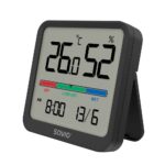 SAVIO Wireless weather station  temperature and humidity sensor  indoor use  LCD screen  clock  date  handle with magnet  CT-01/B Black - imagine 2