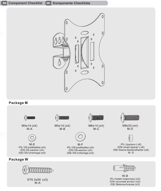 Maclean MC-501A Universal Wall TV Bracket 23-42  uo to 30kg vesa 200x200 Black - imagine 3