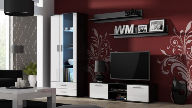 Cama TV stand SOHO 140 black/white gloss - imagine 3
