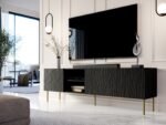 RTV JUNGLE cabinet 190x40.5x59.5 black matt + golden legs - imagine 5