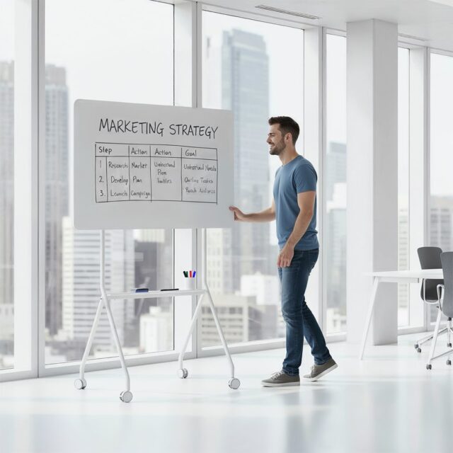 Ergo Office mobile dry erase board  horizontal orientation  white  single sided  with shelf  board dimensions 1190x790mm  ER-306 - imagine 15
