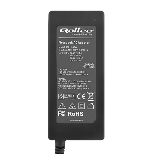 Qoltec 50011 power adapter/inverter Indoor 65 W Black - imagine 2