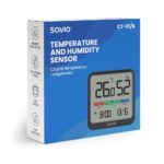 SAVIO Wireless weather station  temperature and humidity sensor  indoor use  LCD screen  clock  date  handle with magnet  CT-01/B Black - imagine 3
