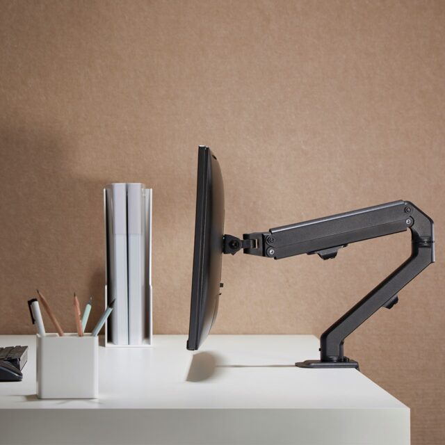 Maclean MC-906 Monitor Mount Holder Desk Table Mount 17  - 27  Adjustable Rotatable VESA 7 kg - imagine 6