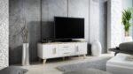 Cama RTV stand LOTTA 140cm white + sonoma oak - imagine 3