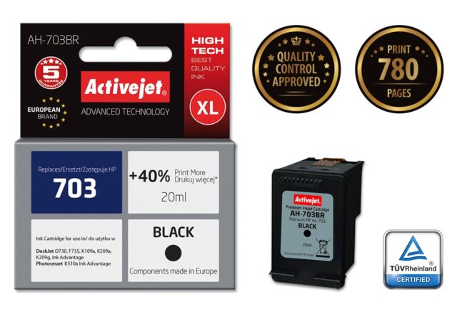 Activejet AH-703BR Ink (replacement for HP 703 CD887AE; Premium; 20 ml; black) - imagine 2