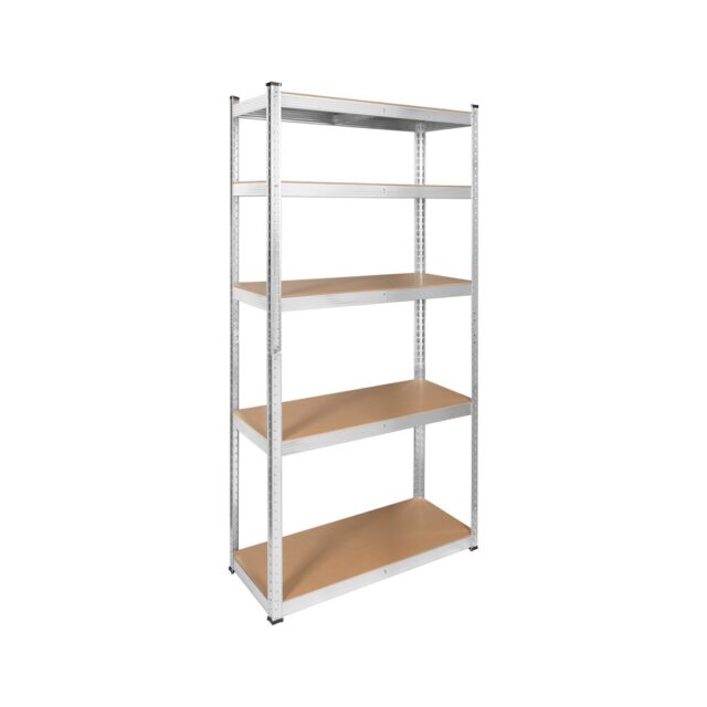 Rebel RB-1250 Metal Storage Rack Cabinet Shelves 175kg x5 180x90x40cm Galvanized Folding MDF - imagine 6