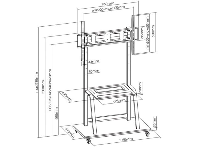 ART S-13 Mobile LCD/LED TV stand 37-100  150 Kg - imagine 6