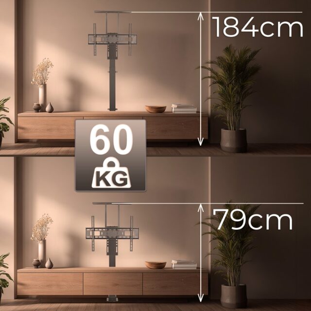 Maclean MC-866T Smart Motorized Electric TV Lift TUYA Mobile App Floor Mount Bracket Alexa Google Home 37''-80'' 60kg Cabinet VESA (EU plug) - imagine 8