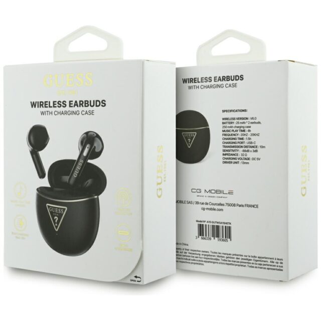 TWS Earphones Guess Gold Line Triangle black - imagine 6