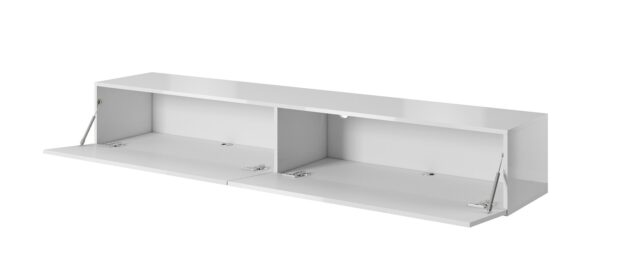 RTV SLIDE cabinet on black steel frame 200x40x50 cm all in gloss white - imagine 2