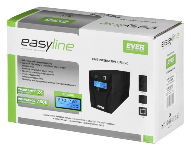 Ever EASYLINE 850 AVR USB Line-Interactive 0.85 kVA 480 W 2 AC outlet(s) - imagine 8