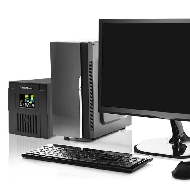 Qoltec 53770 uninterruptible power supply (UPS) Line-Interactive 1.5 kVA 900 W 2 AC outlet(s) - imagine 4