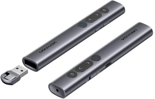 Bezprzewodowy wskaźnik do prezentacji Vention z zielonym laserem + przyciskami i wbudowanym akumulatorem - imagine 3