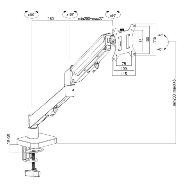 MACLEAN MONITOR MOUNT  GAS SPRING MC-133 - imagine 12