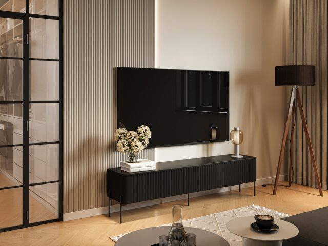 Cama VERA TV cabinet 190x40x50 matt black - imagine 3