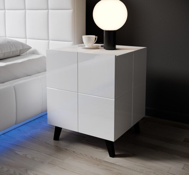 Cama bedside table REJA white gloss/white gloss - imagine 4