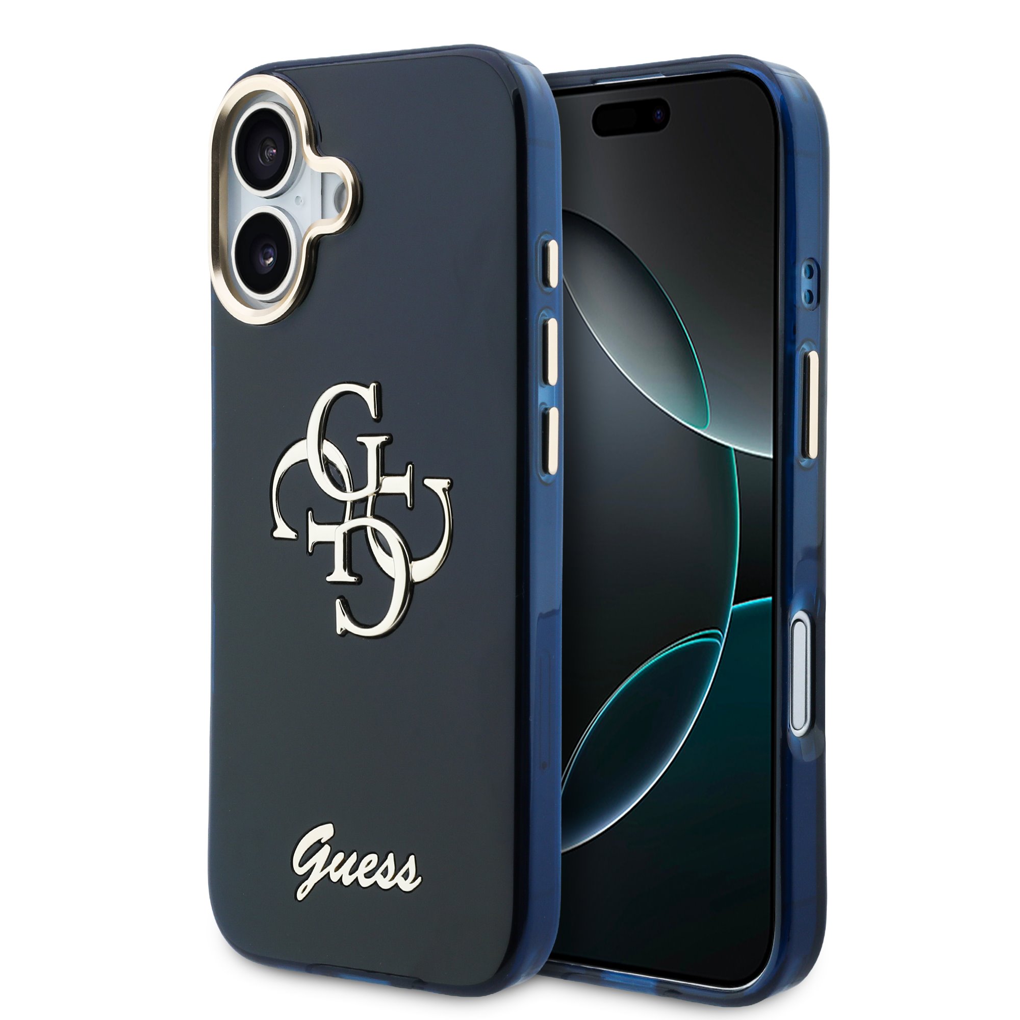 cps-e0f683539075891b9b5365616df0e3de-2026-01-23-22-25-06 Guess IML 4G Script Metal Logo Zadní Kryt pro iPhone 17 Blue - imagine 1