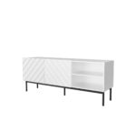 ABETO RTV cabinet on black steel frame 150x42x60 cm white/gloss white