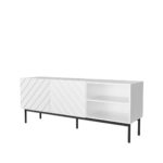 ABETO RTV cabinet on black steel frame 150x42x60 cm white/gloss white