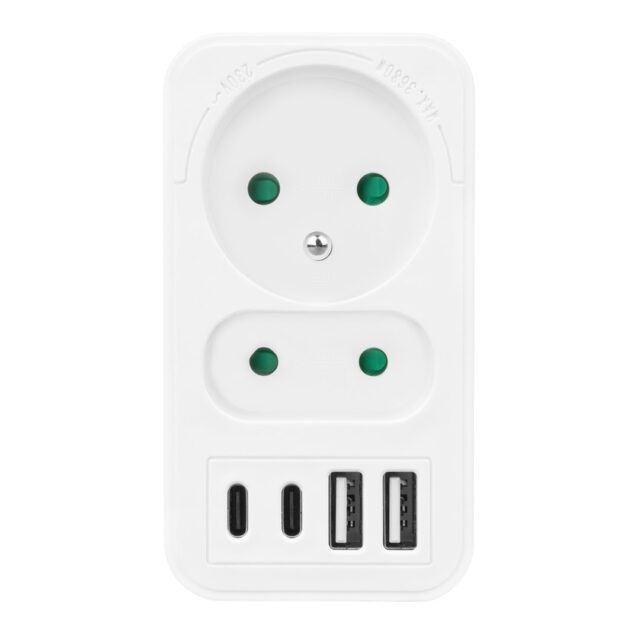 Current socket x2 + 4xUSB Maclean  splitter with 2 sockets  2xUSB A  2xUSB C PD 20W  1x16A + 1x6A  MCE249 F/W - imagine 5