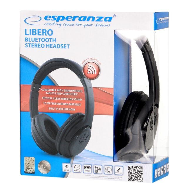 Esperanza Libero EH163K Headset Wireless Head-band Music Mini-USB Bluetooth Black - imagine 10